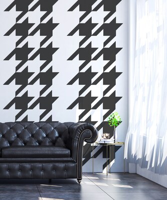Houndstooth Wall Decal, Retro Wall Decal, Mid Century Modern Wall Decor, Chic Wall Decor, Fashionable Wall Art, Apartment Wall Decor - image1